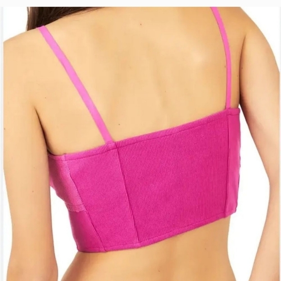 Free People Have My Heart Raspberry Sherbert Lace Distressed Crop Top XS - Picture 2 of 7